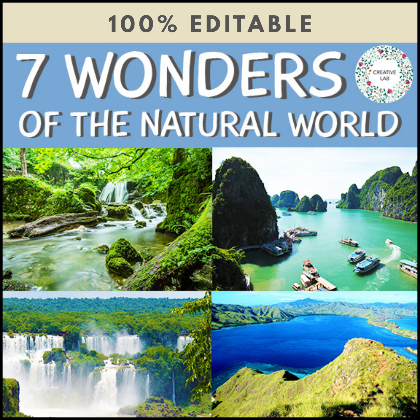7 Wonders of the World Bundle - 100% Editable - PBL