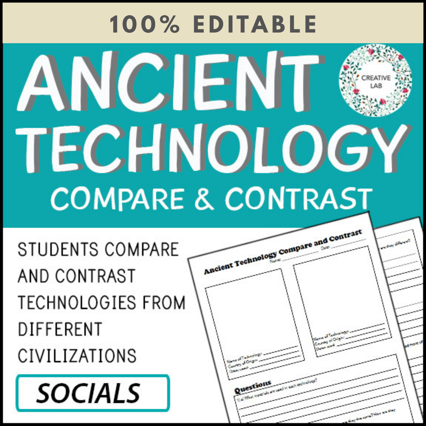 Ancient Technology Compare & Contrast - Template - 100% Editable