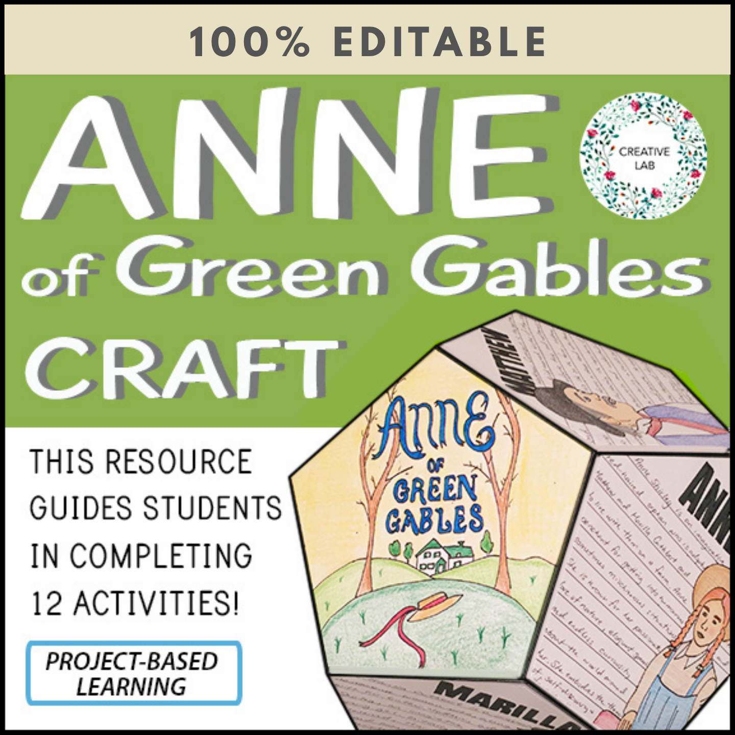 Anne of Green Gables - Novel Study Project Craft - 100% Editable