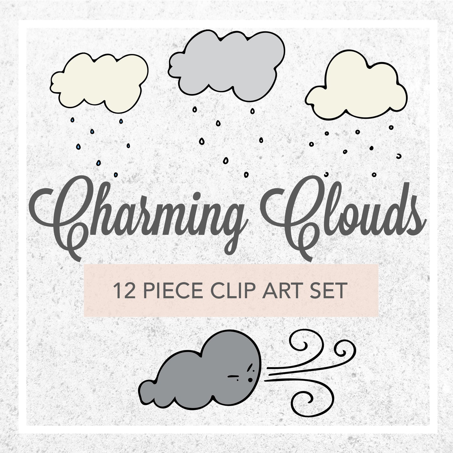 Charming Clouds Weather Clip Art Set
