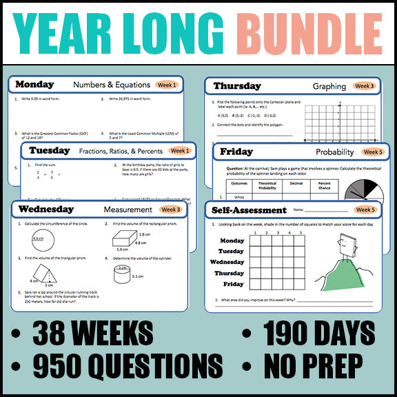 SPIRAL DAILY MATH - All Year Round - Grades 5-7