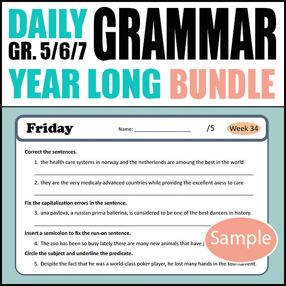 SPIRAL DAILY GRAMMAR - All Year Round - Grades 5-7
