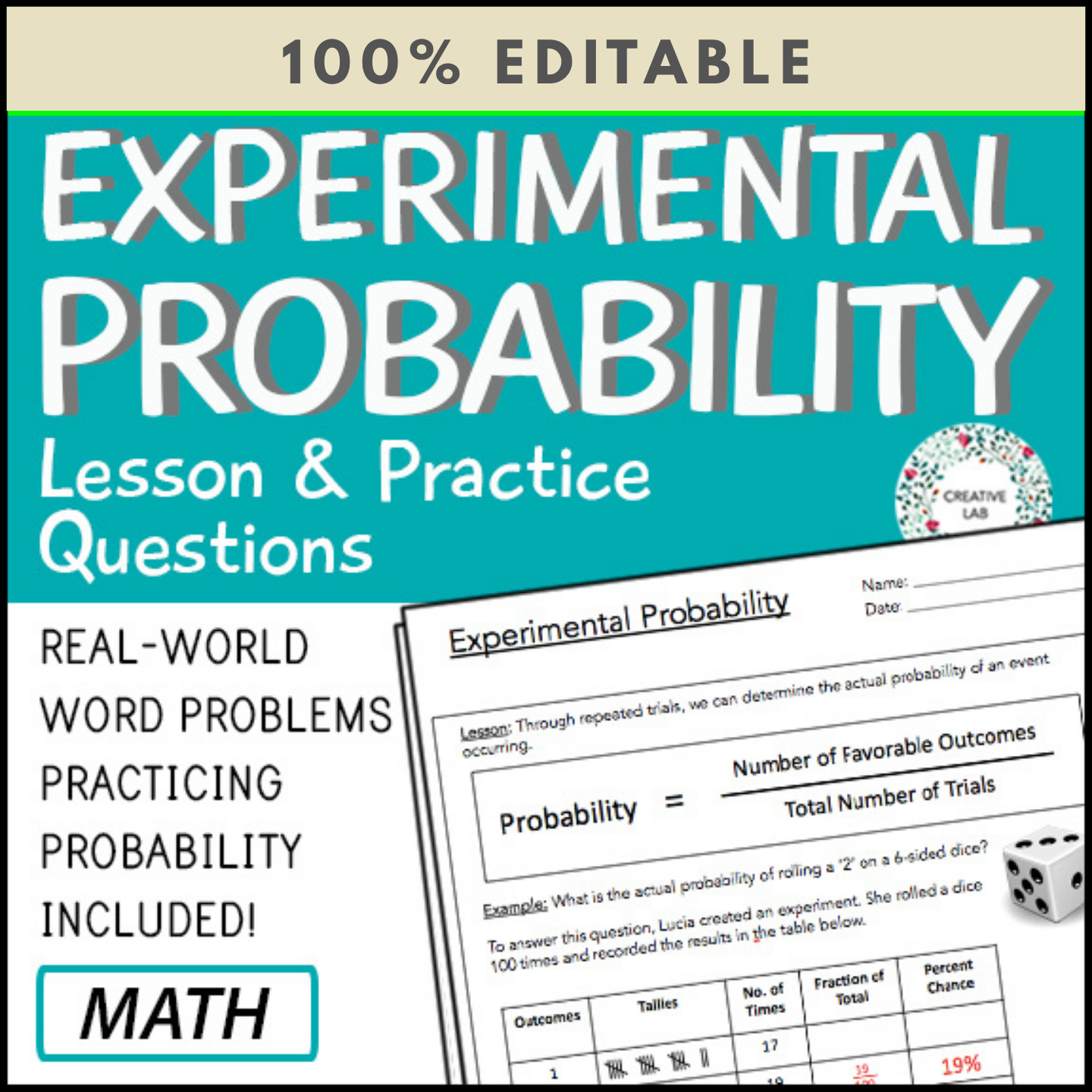 Experimental Probability - Practice Questions - 100% Editable ...