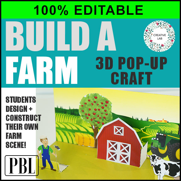 Farm Animals Pop Up Art Activity Craft - 100% Editable