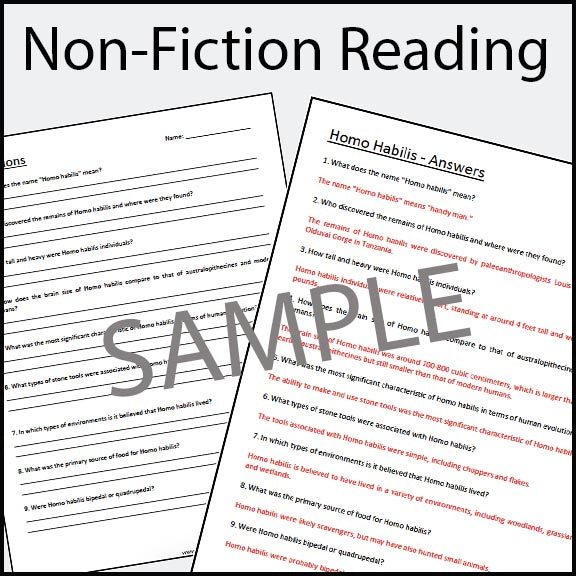 Homo Sapiens - Early Humans / Stone Age / Question Worksheets