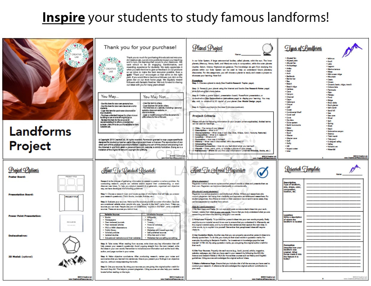 Landforms Research Project - 100% Editable