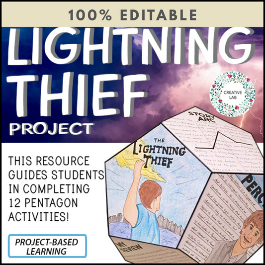 The Lightning Thief - Novel Study Project Craft - 100% Editable