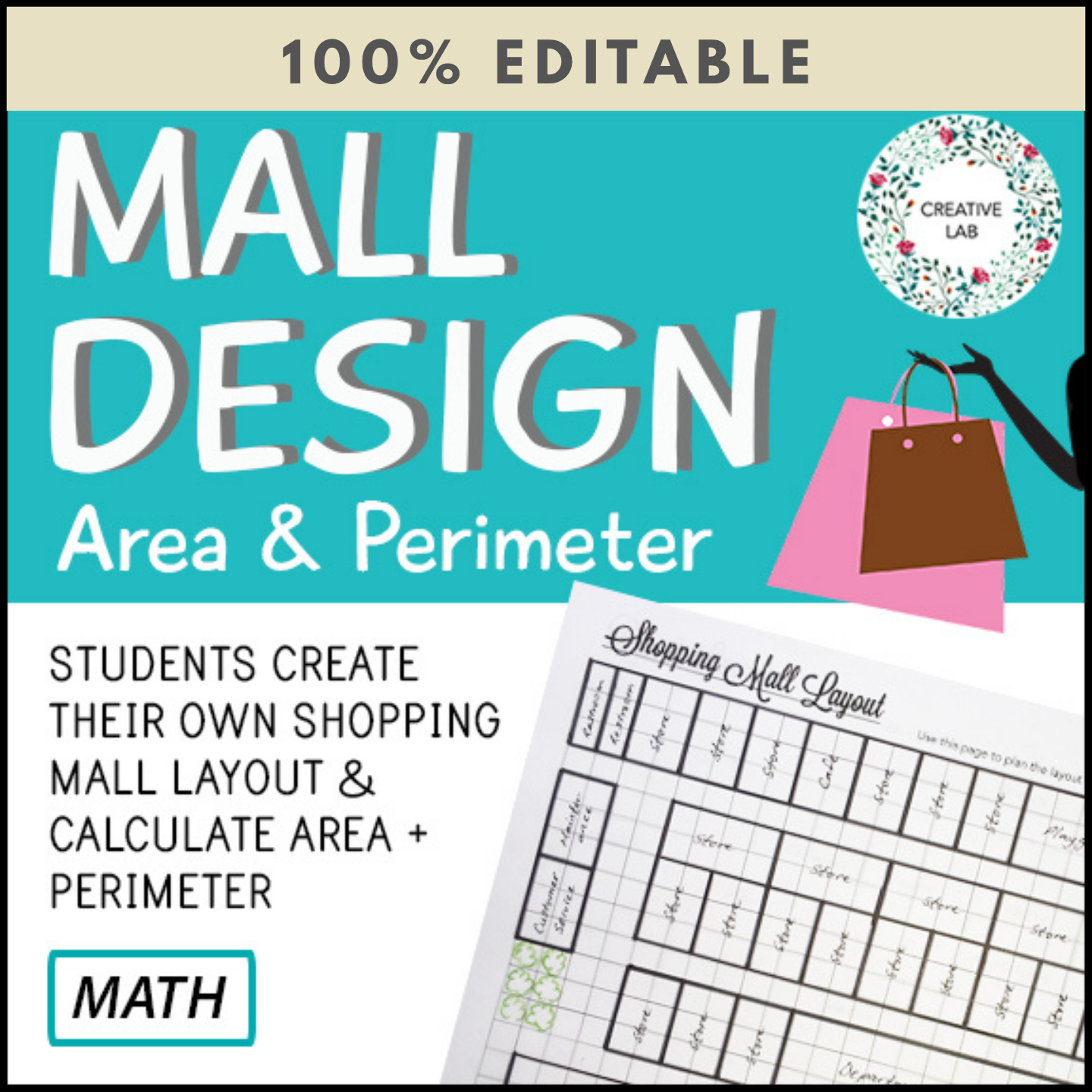 Shopping Mall Design - Area & Perimeter - 100% Editable