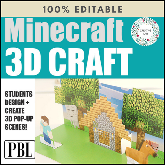 Minecraft Art Pop Up House Craftivity - 100% Editable