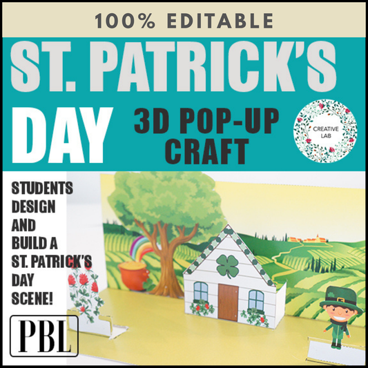 St. Patrick's Day House Scene 3D Craftivity - 100% Editable