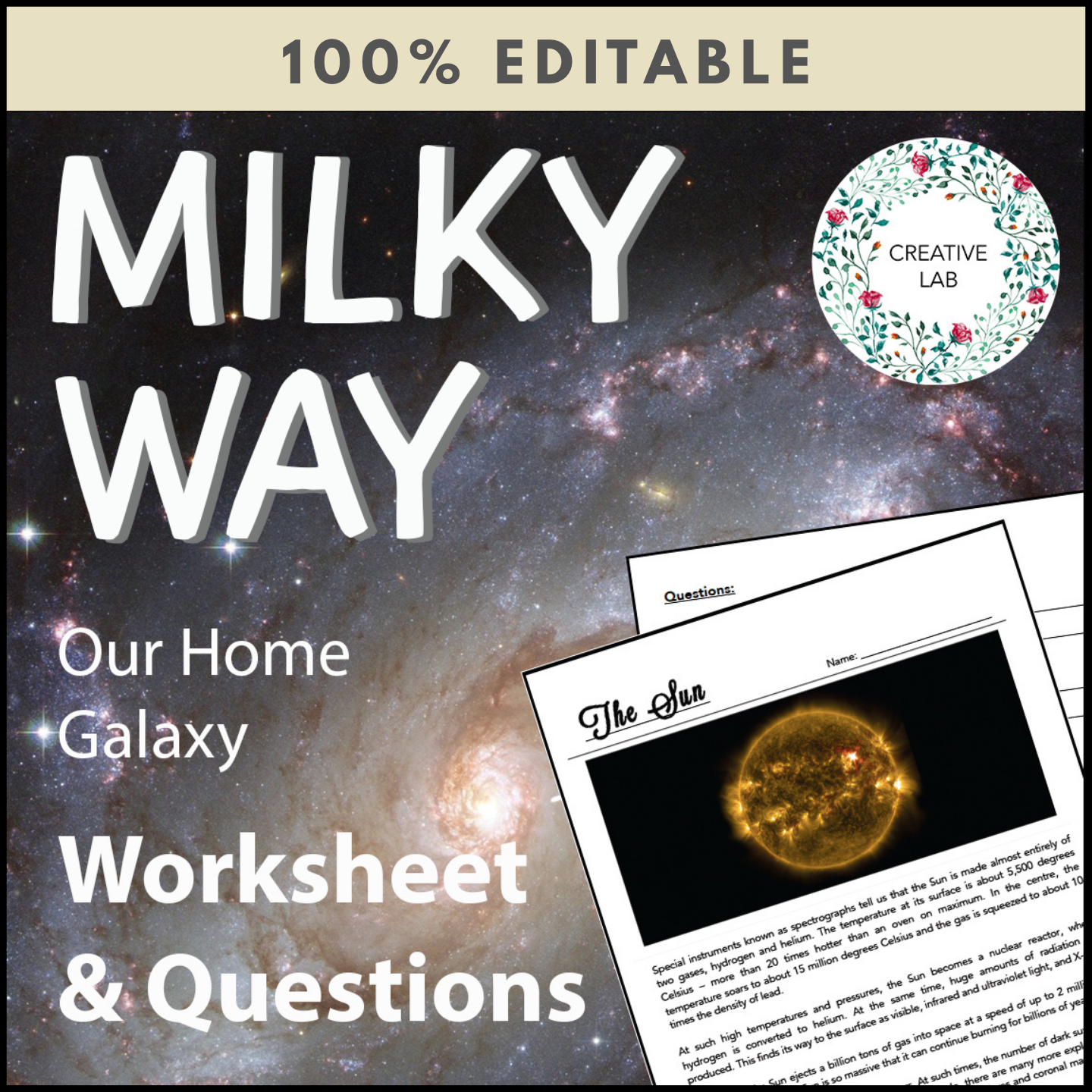 The Milky Way - Worksheet & Questions - 100% Editable