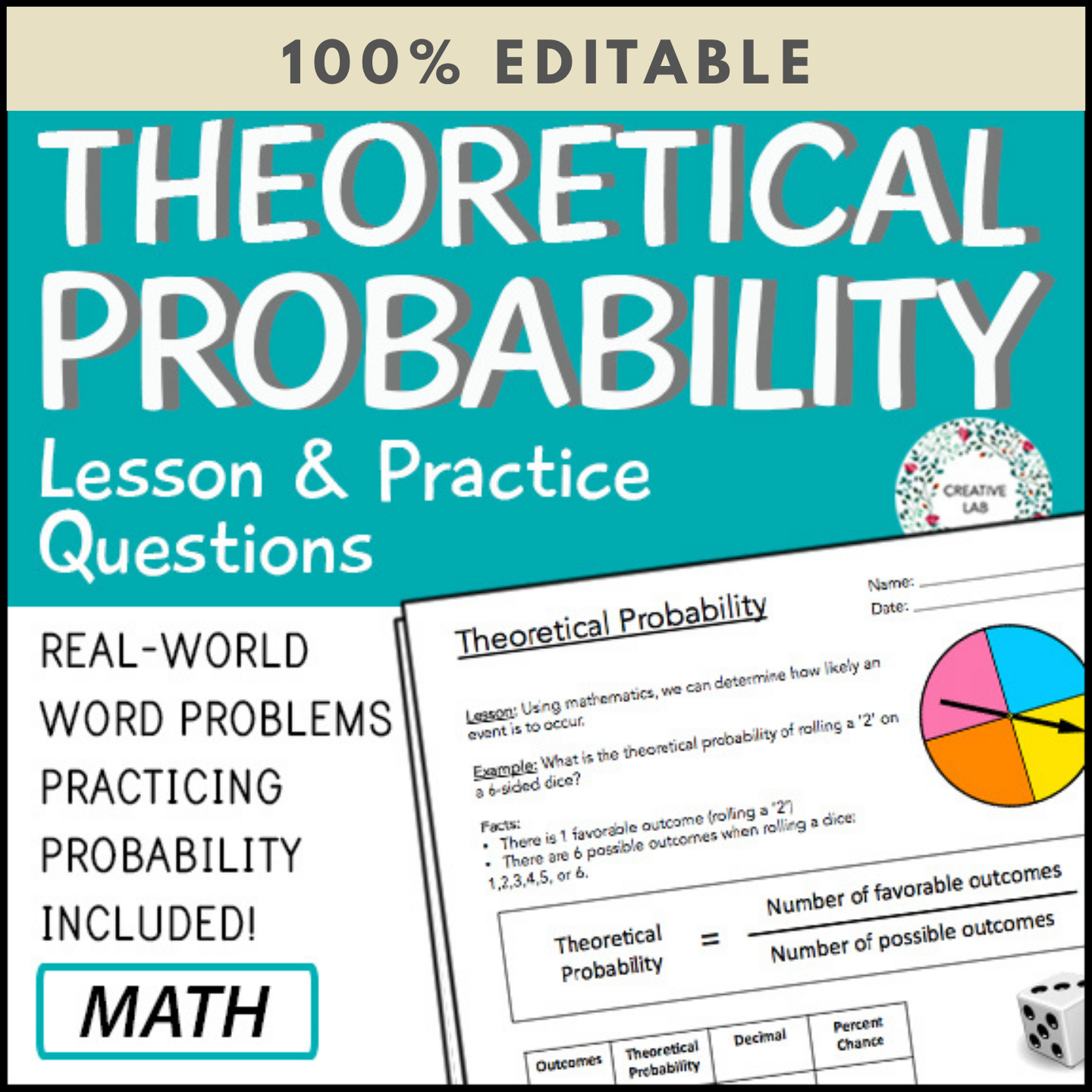 Theoretical Probability - Practice Questions - 100% Editable