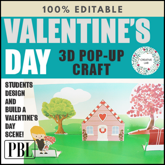 Valentine's Day House Scene 3D Craftivity - 100% Editable