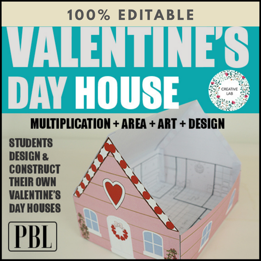 Valentines Day Math Craft - Multiplication Area - 5th Grade - 100% Editable
