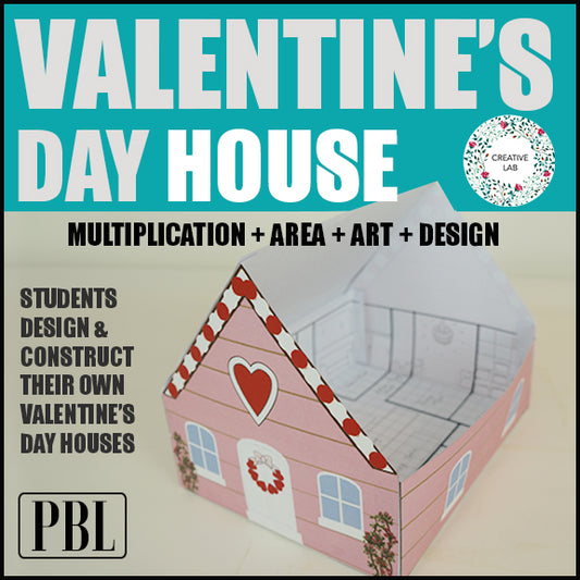 Valentines Day Math Craft - Multiplication Area - Valentines Day House 5th Grade