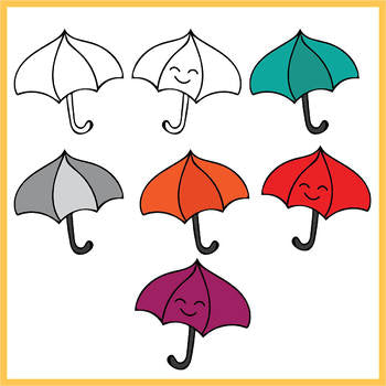 Umbrella Smiles (Weather) Clip Art Set – 12 images