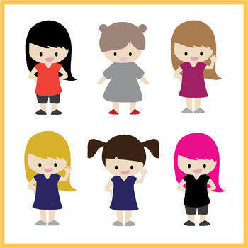 School Kids Students Clipart Set