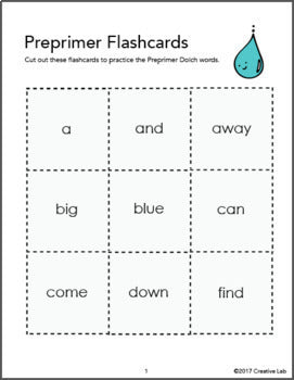 Pre Primer Flash Cards - Dolch Words