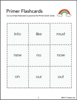 Primer Flash Cards - Dolch Words