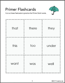 Primer Flash Cards - Dolch Words