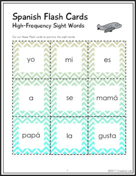 Spanish Flash Cards - Sight Words