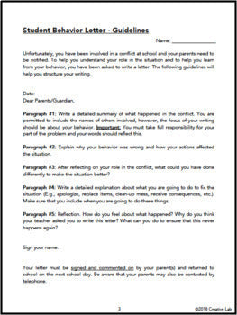 Student Behaviour Letter - To Parents - Template