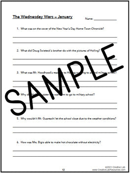 The Wednesday Wars - Chapter Comprehension Questions & Answers - 100% Editable