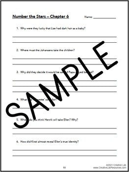 Number the Stars - Chapter Comprehension Questions & Answers - 100% Editable