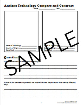 Ancient Technology Compare & Contrast - Template - 100% Editable