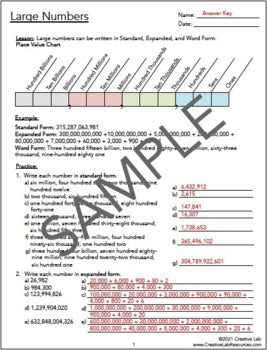 Place Value To Billions - Worksheets - 100% Editable