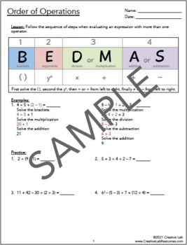 Order of Operations - PEMDAS & BEDMAS - 100% Editable