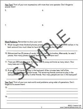 Order of Operations - PEMDAS & BEDMAS - 100% Editable