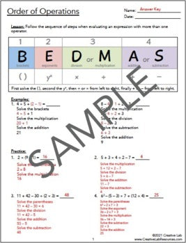 Order of Operations - PEMDAS & BEDMAS - 100% Editable