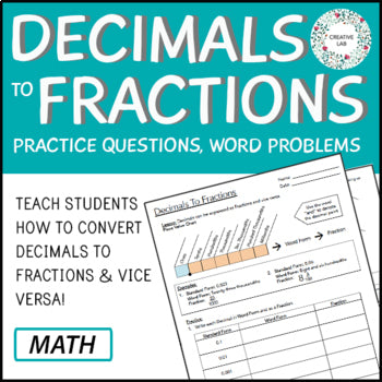 Decimals To Fractions - Mixed Numbers - Worksheets