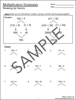 Multi-Digit Multiplication Strategies - Breaking Up Factors - 100% Editable