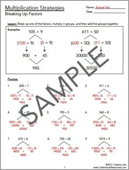 Multi-Digit Multiplication Strategies - Breaking Up Factors - 100% Editable