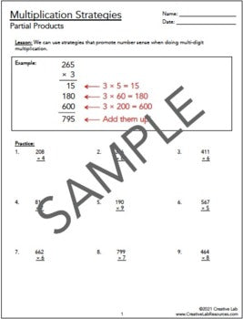 Multi-Digit Multiplication Strategies - Partial Products - 100% Editable