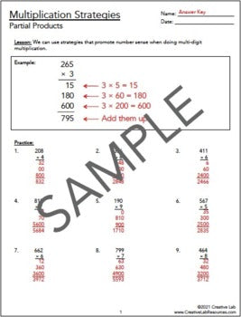 Multi-Digit Multiplication Strategies - Partial Products - 100% Editable