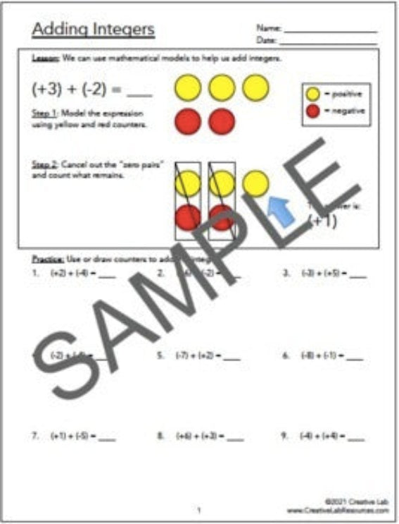 Adding Integers - Lesson & Practice Questions