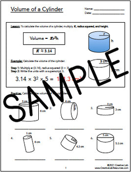 Volume of Cylinders - Lesson & Practice Questions - 100% Editable