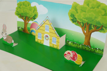 Easter Bunny's House Scene 3D Craftivity - 100% Editable