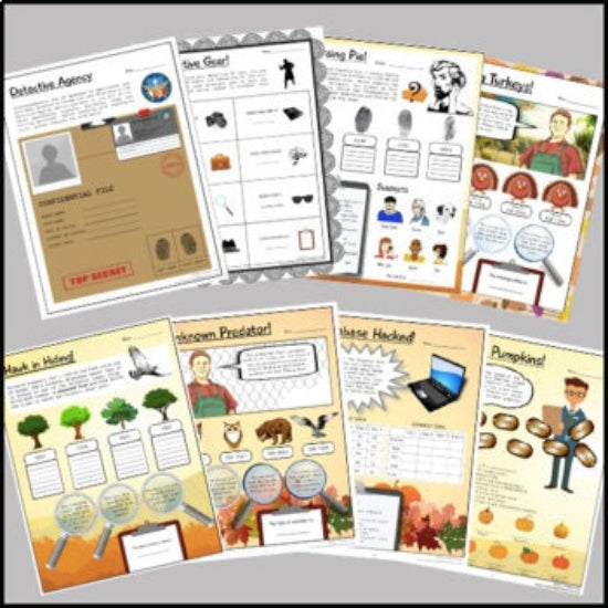 Thanksgiving Place Value - Detective Math Mystery Project // Printable Teaching Resource // No Prep Classroom //