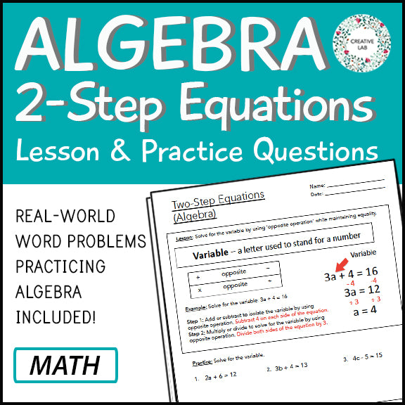 Algebra - 2 Step Equations - Practice Questions