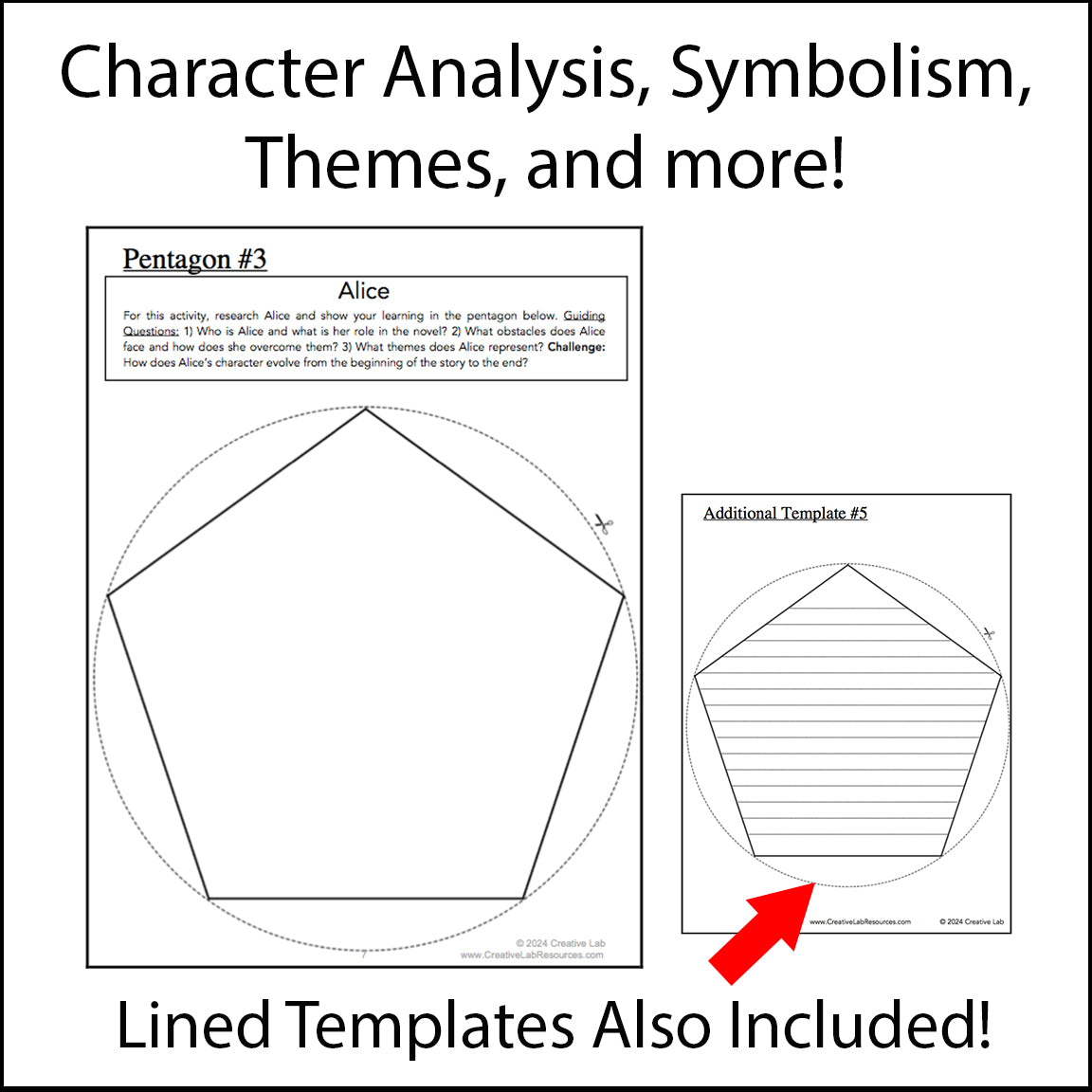 Alice in Wonderland - Novel Study Project Craft - 100% Editable