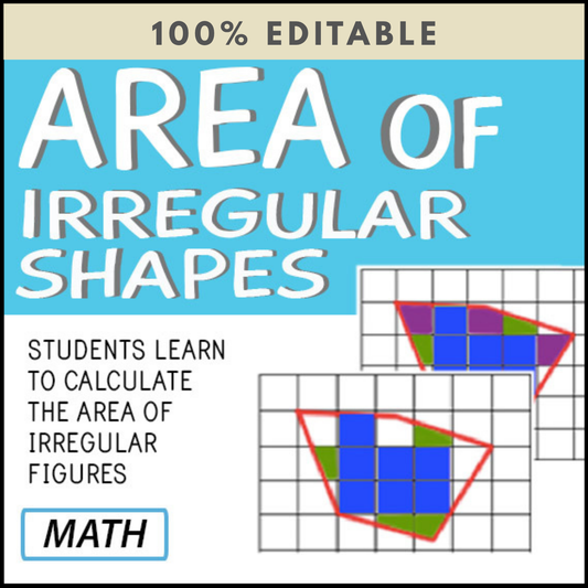 Area of Irregular Shapes / Figures - Geometry Worksheets - 100% Editable