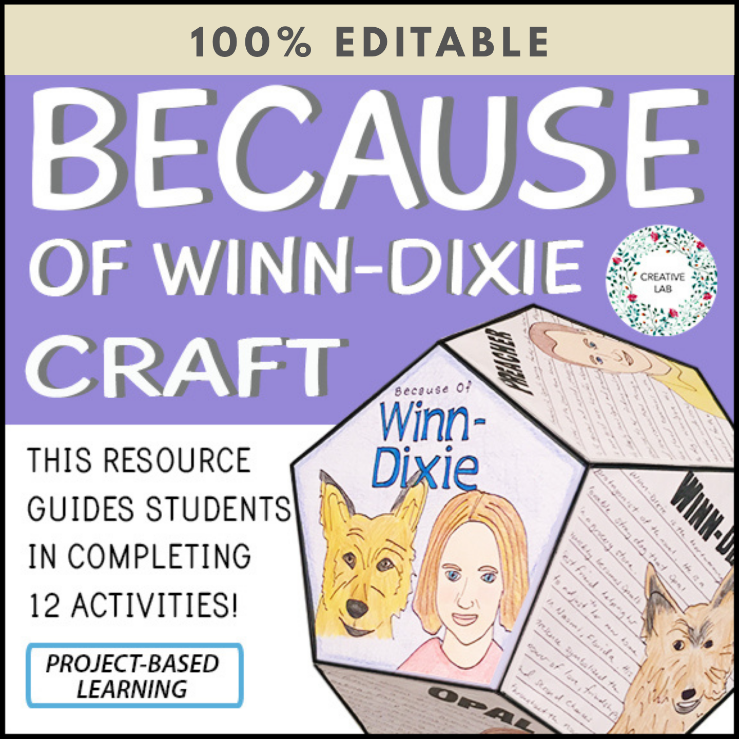 Because of Winn Dixie - Novel Study Project Craft - 100% Editable