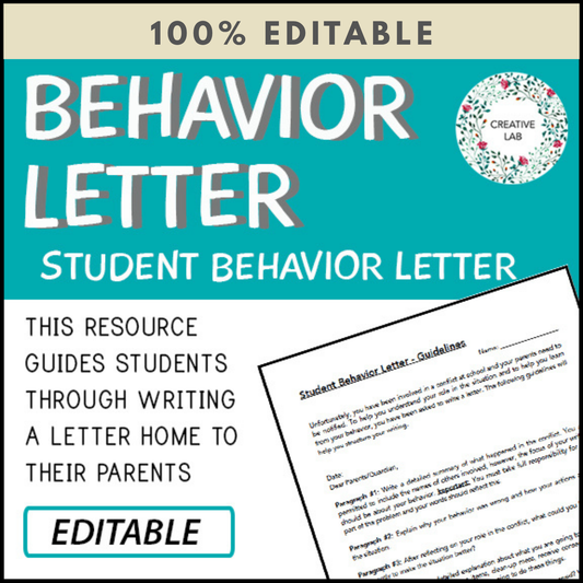 Student Behaviour Letter - To Parents - 100% Editable