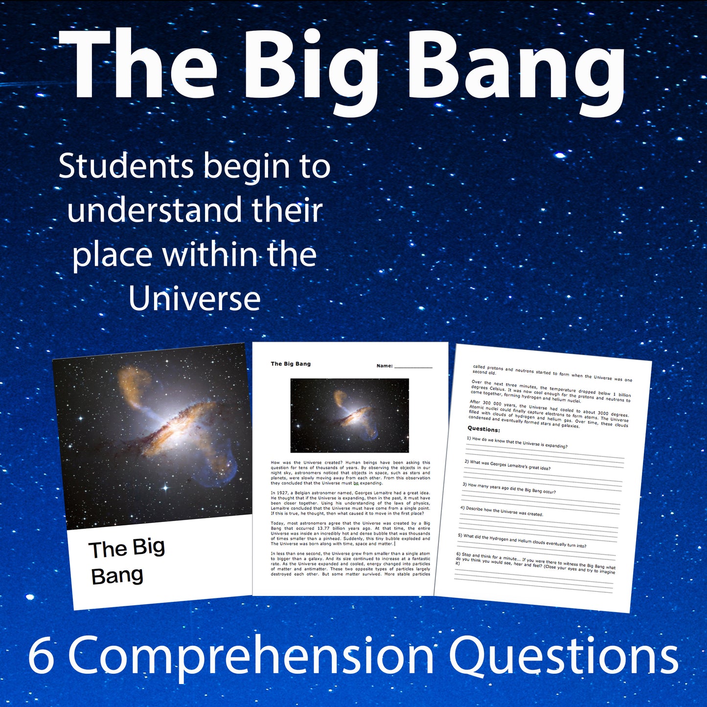 The Big Bang - Worksheet & Questions - 100% Editable