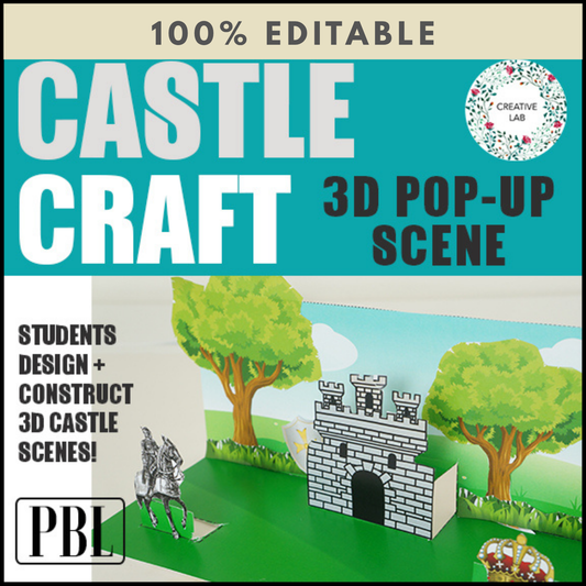 Build a Castle Pop Up Art Activity Craft - Primary 2nd Grade - 100% Editable
