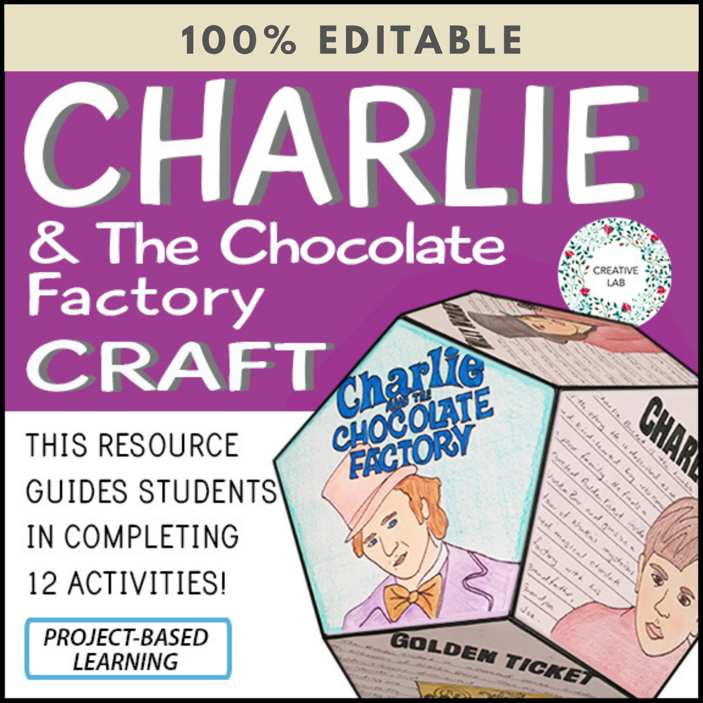 Charlie and the Chocolate Factory - Novel Study Project Craft - 100% Editable